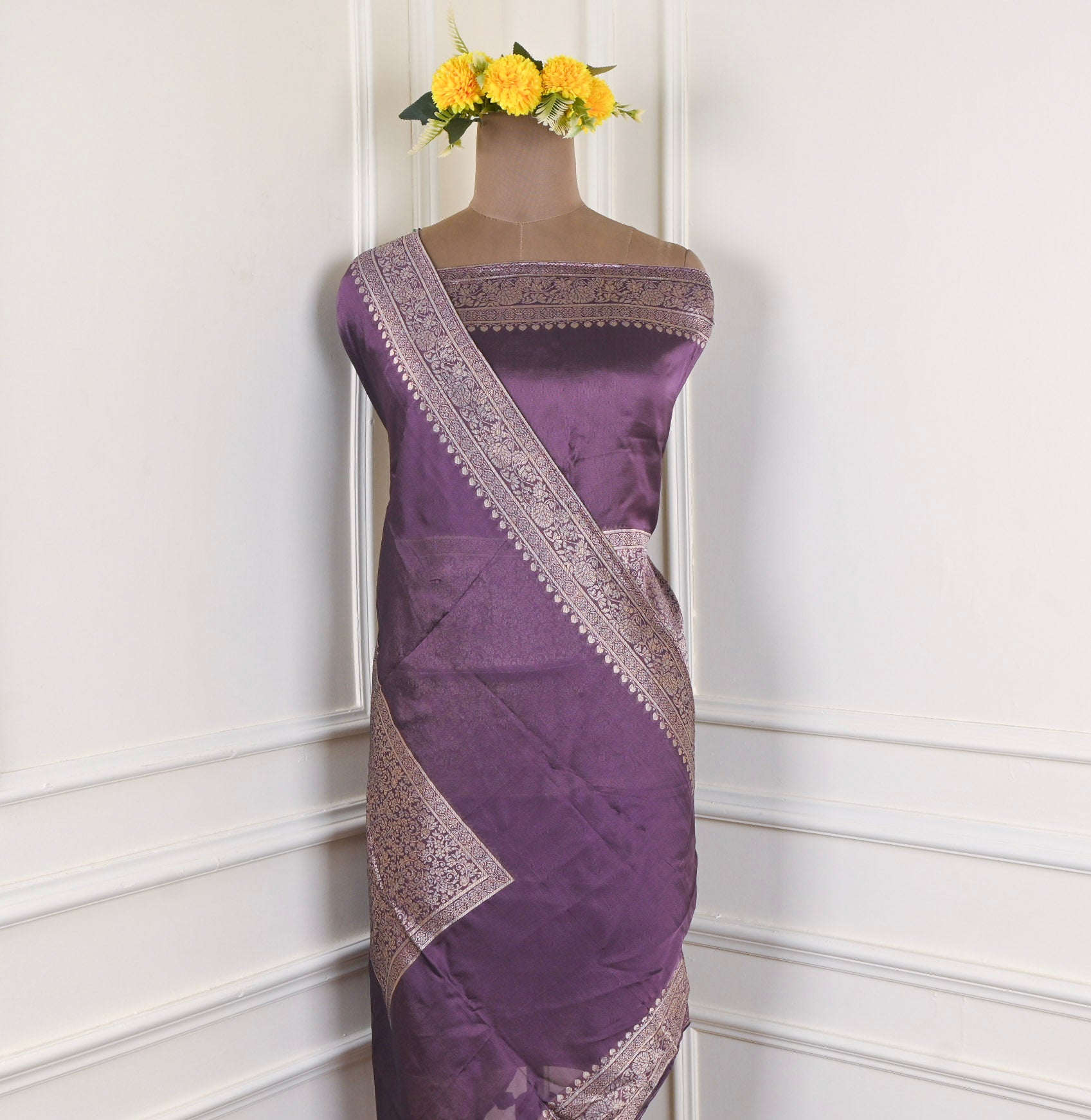 Banarasi Purple Unstitched Suit
