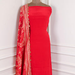 Crepe Red Unstitched Suit