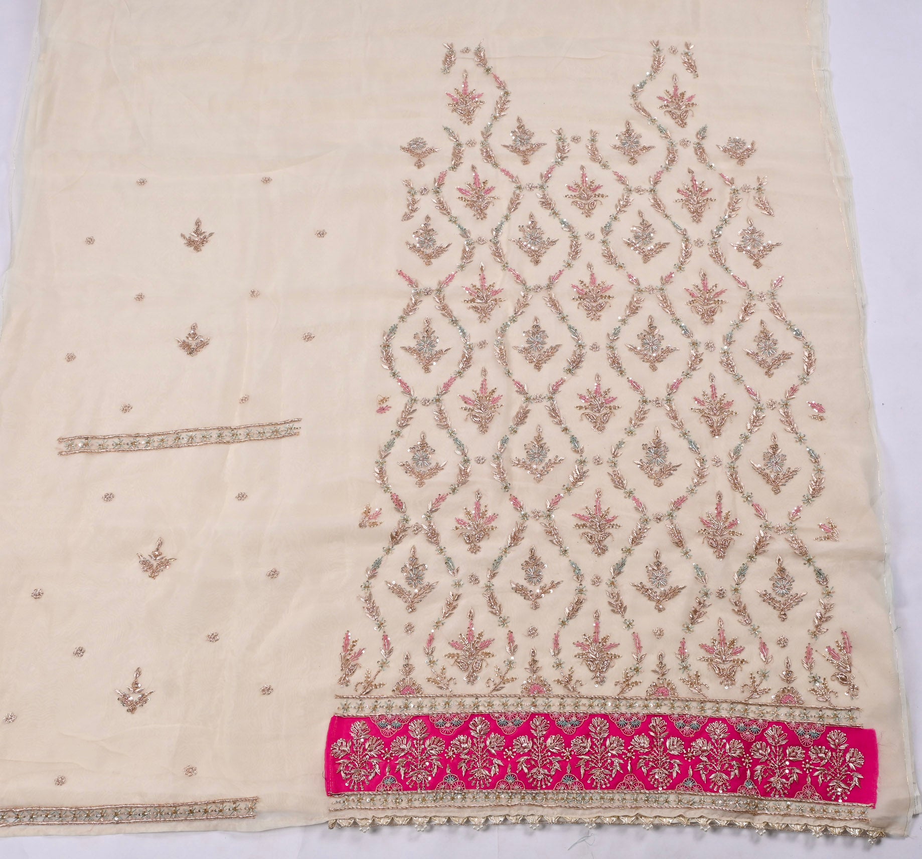 Organza Pink Unstitched Suit