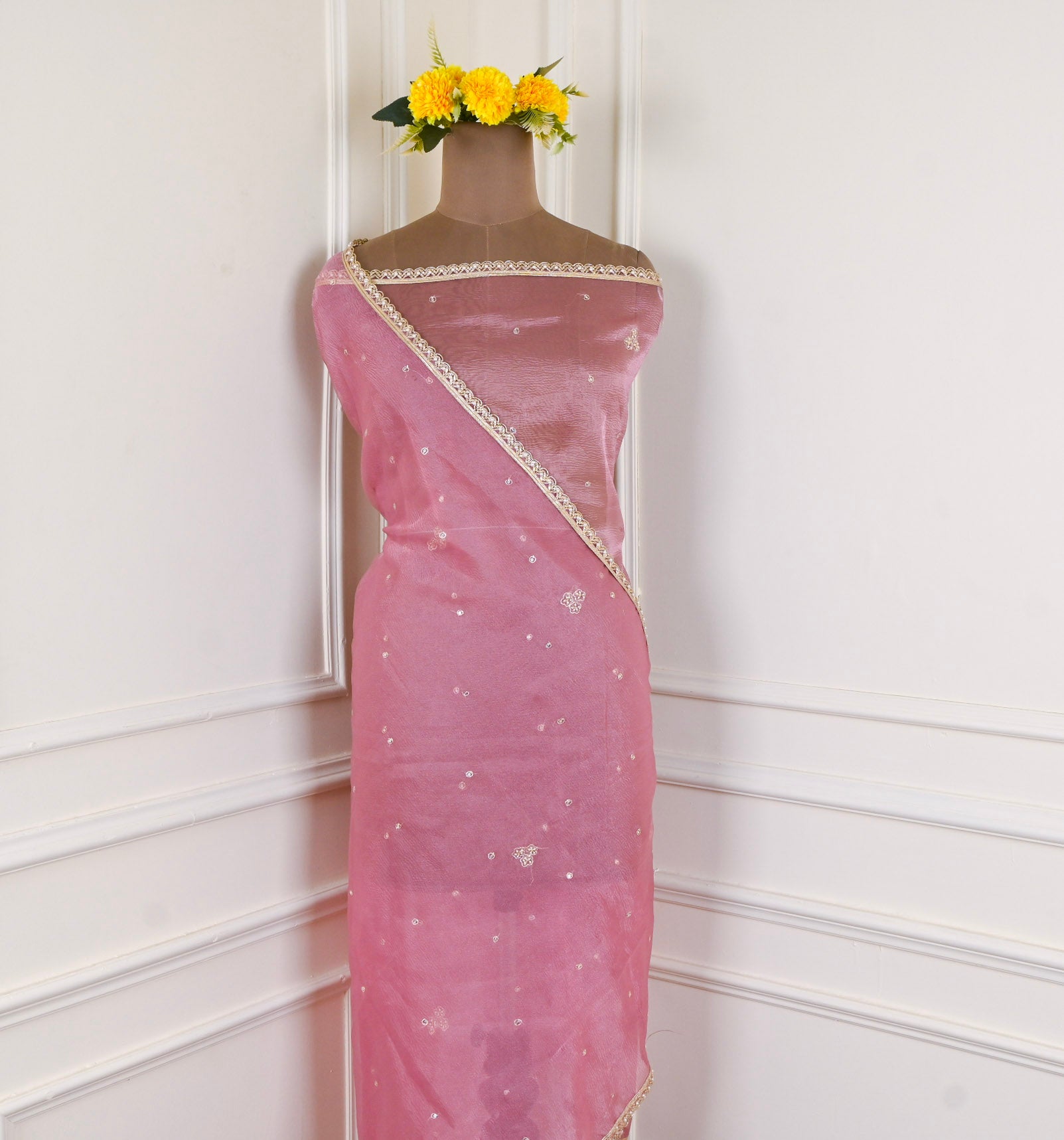 Crush Onion Pink Unstitched Suit
