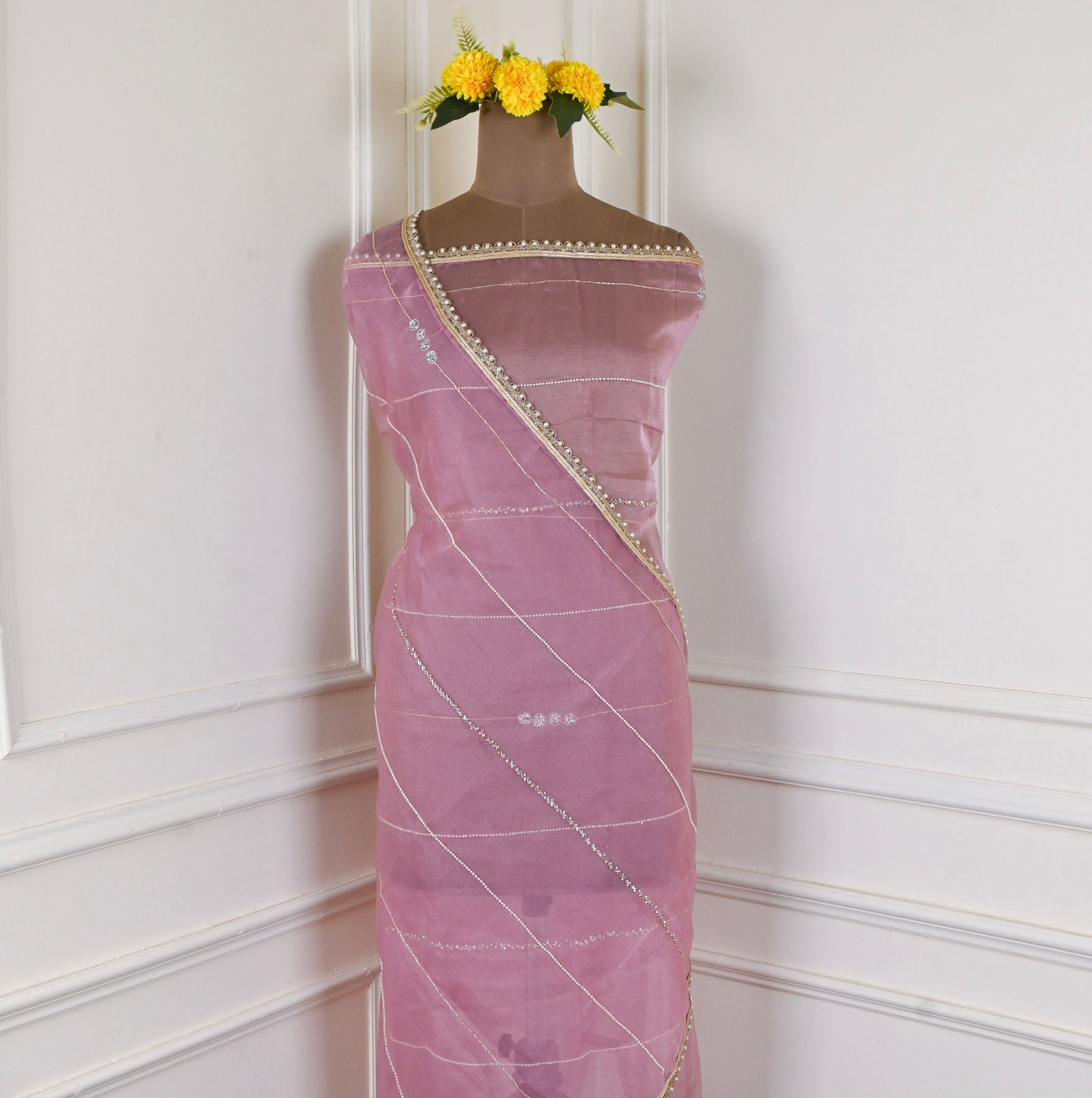 Crush Onion Pink Unstitched Suit