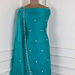 Crush Teal Blue Unstitched Suit