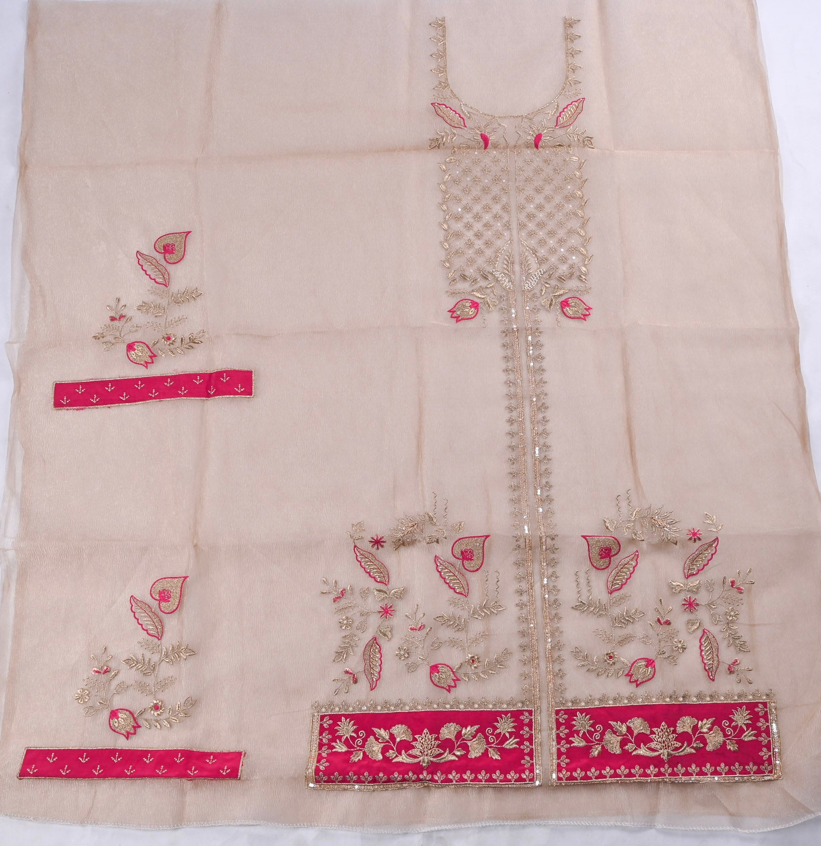 Crush Beige Pink Unstitched Suit