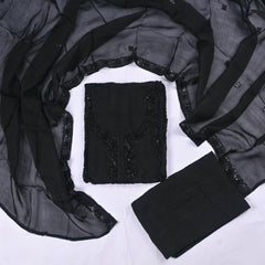 Organza Black Unstitched Suit