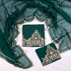 Organza Green Unstitched Suit