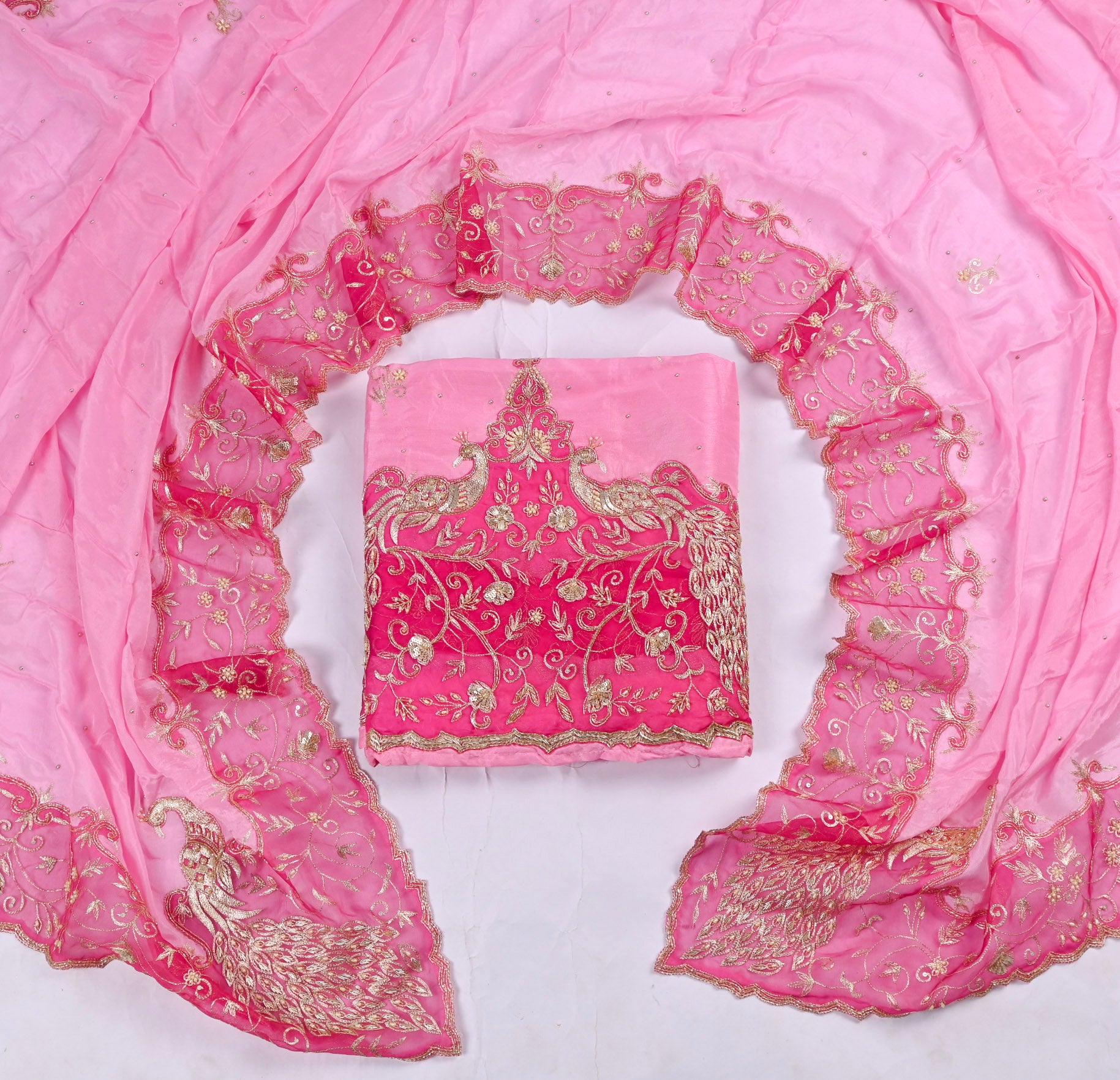 Raw Silk Pink Unstitched Suit