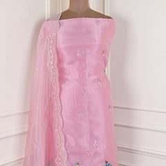 Glass Shimmer Pink Unstitched Suit
