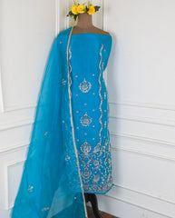 Glass Sky Blue Unstitched Suit