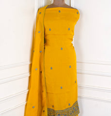 Organza Yellow Unstitched Suit