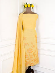 Mul Cotton Yellow Unstitched Suit