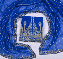 Khadi Blue Unstitched Suit