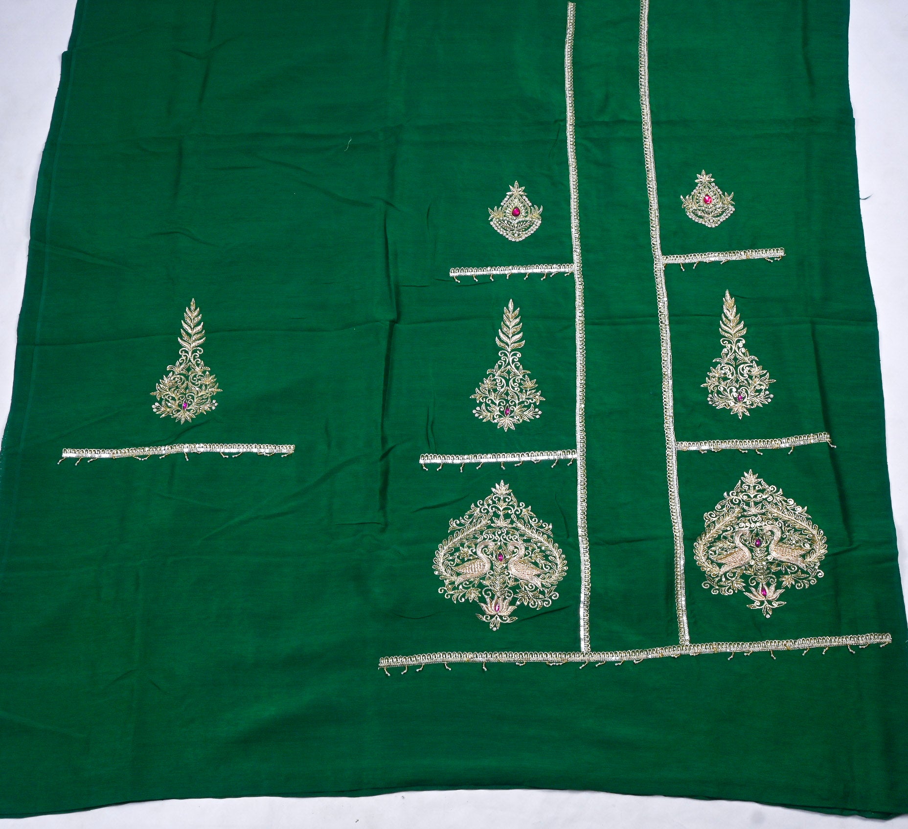 Khadi Green Unstitched Suit