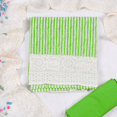 Chanderi Silk Parrot Green Unstitched Suit