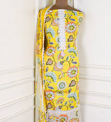 Cotton Yellow Unstitched Suit