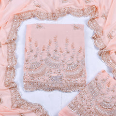 Georgette Peach Unstitched Suit