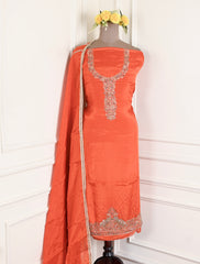Silk Orange Unstitched Suit