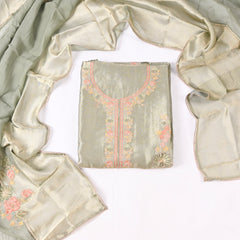 Giraffe Shimmer Pista Green Unstitched Suit