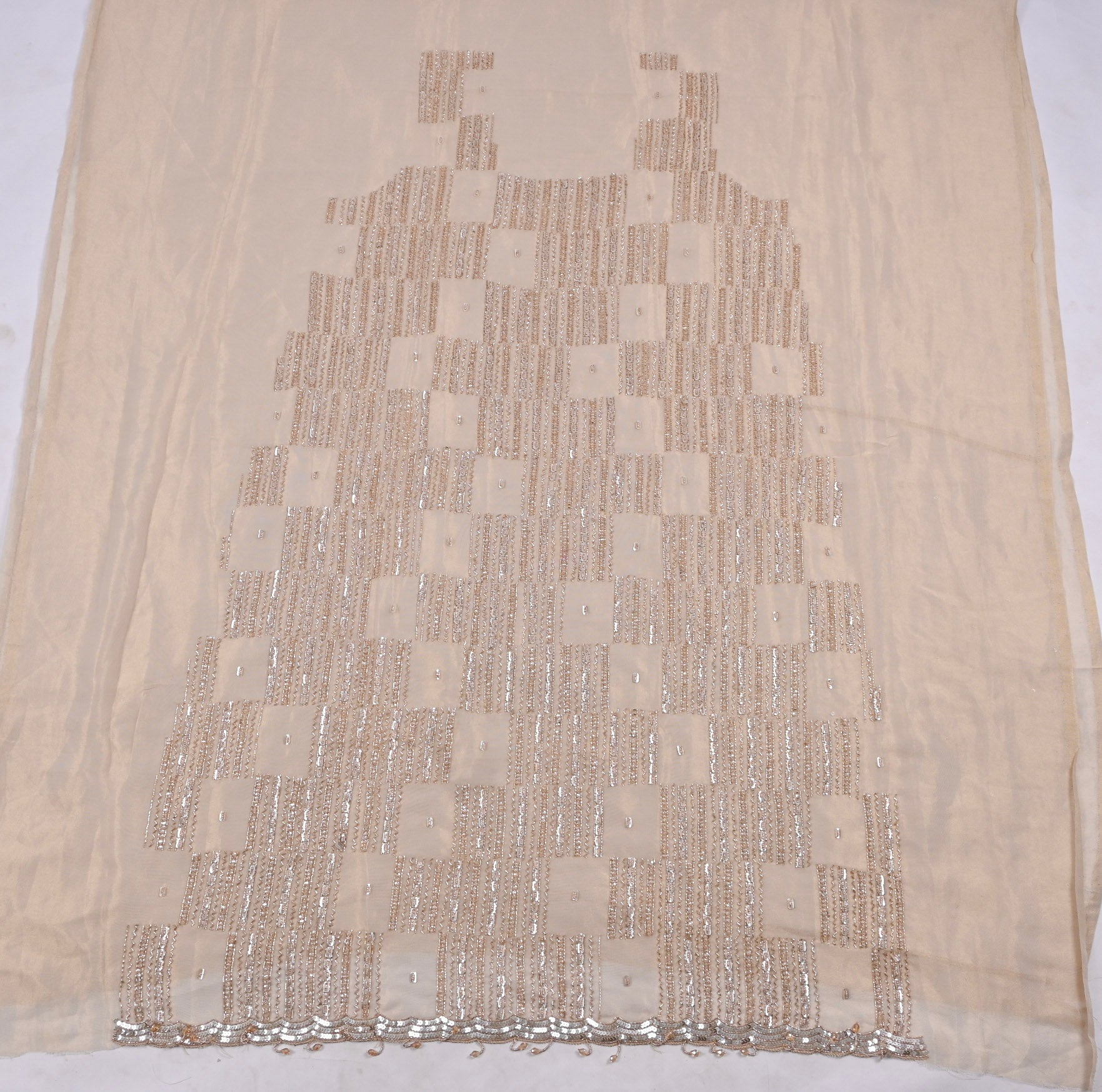Glass Shimmer Cream Unstitched Suit