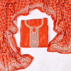 Gavadin Silk Orange Unstitched Suit