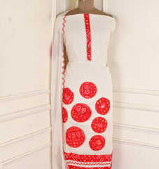 Kora Cotton White Unstitched Suit