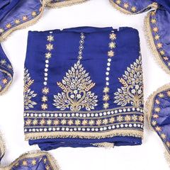 Organza Silk Blue Unstitched Suit