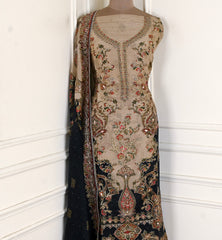Organza Warm Beige Unstitched Suit