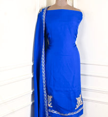 Twill Organza Blue Unstitched Suit
