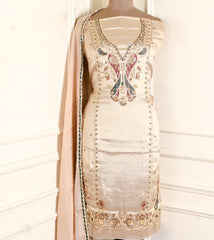 Shimmer Beige Unstitched Suit