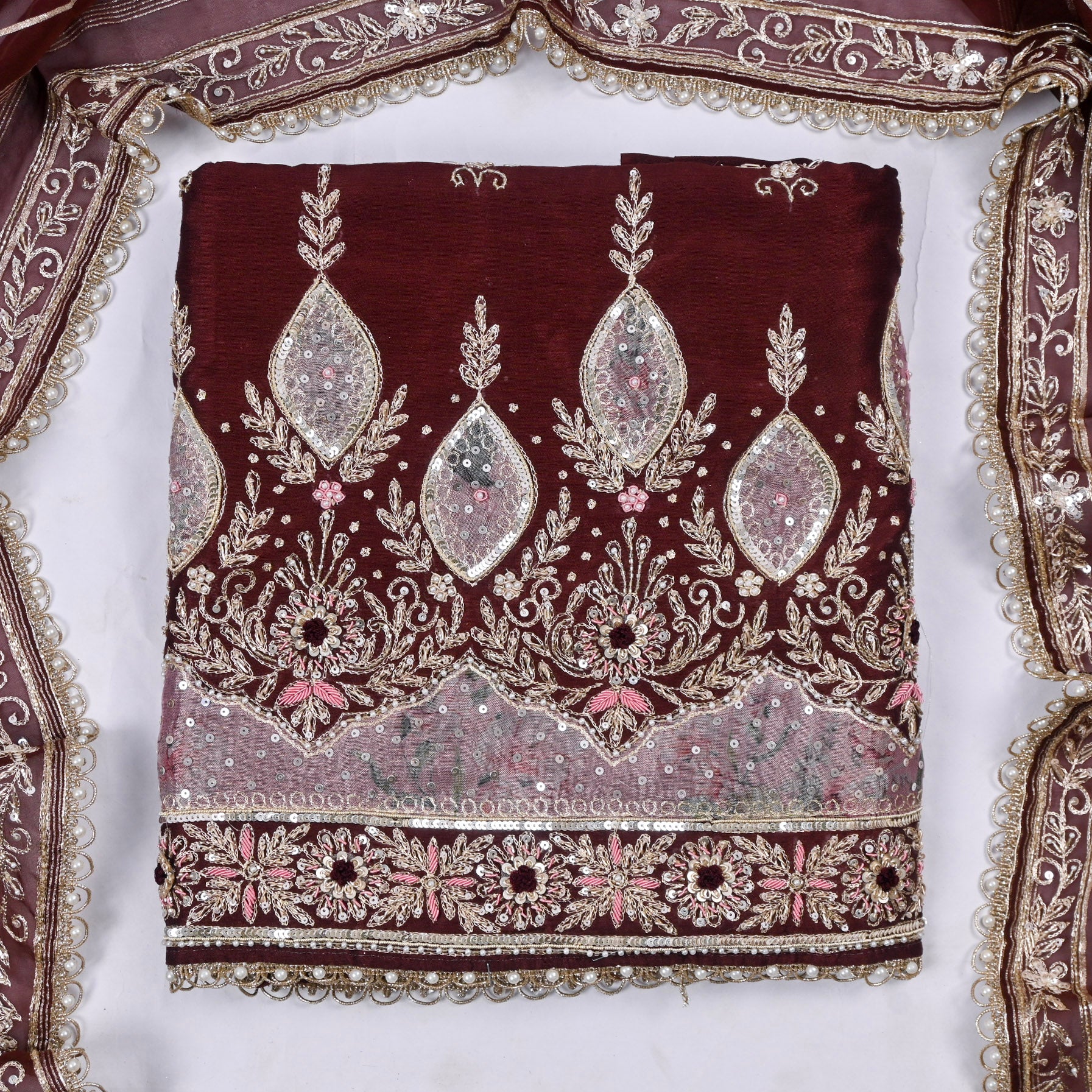 Raw Silk Brown Unstitched Suit