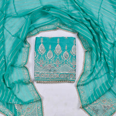 Raw Silk Ferozi Unstitched Suit