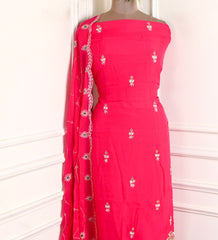 Organza Magenta Unstitched Suit