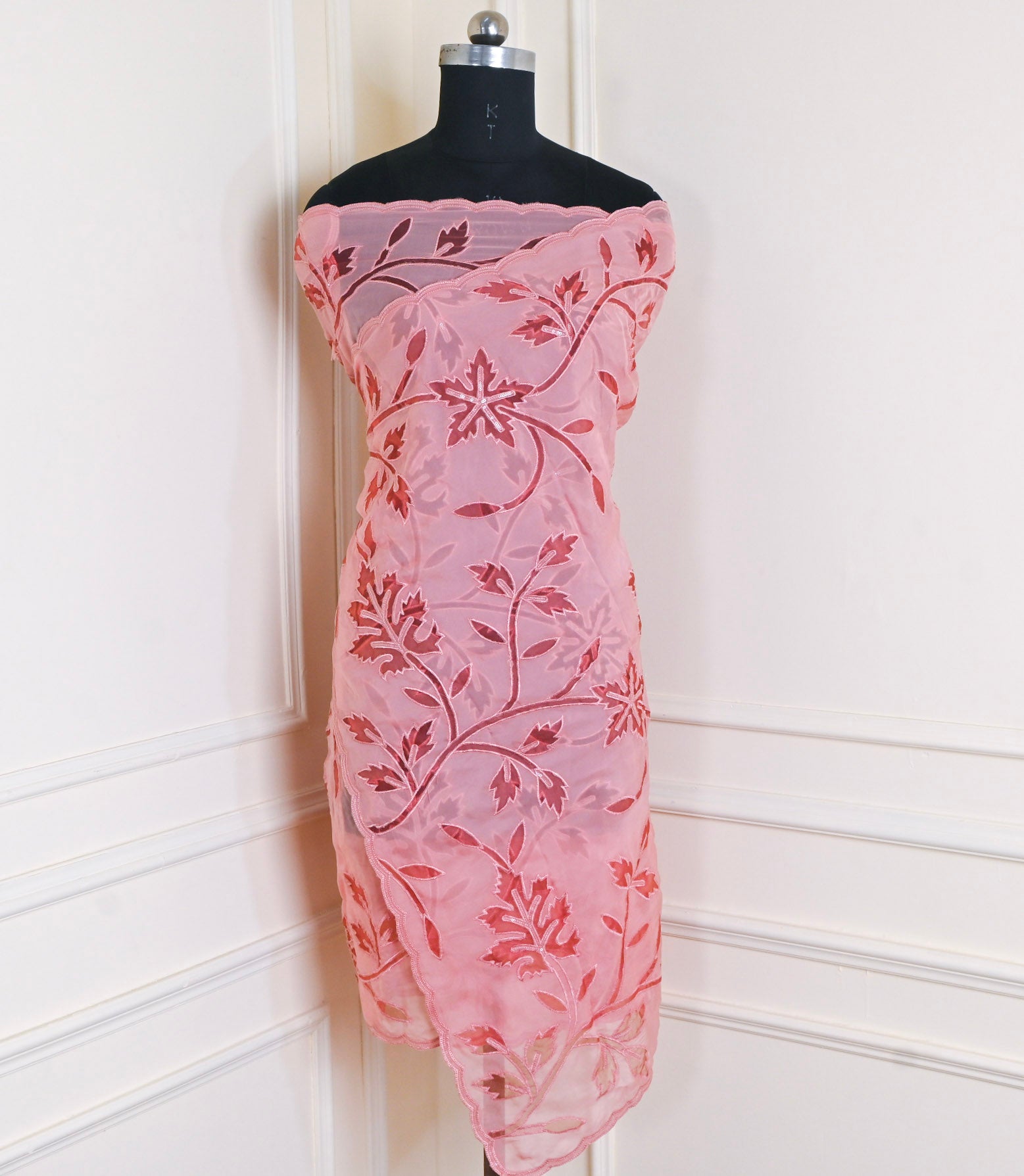 Organza Pink Unstitched Suit