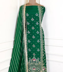 Khadi Green Unstitched Suit