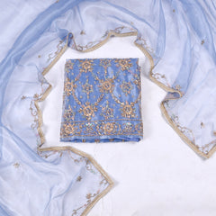 Glass Powder Blue Unstitched Suit