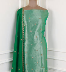 Shimmer Green Unstitched Suit