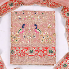 Glass Shimmer Baby Pink Unstitched Suit