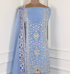 Glass Shimmer Powder Blue Unstitched Suit