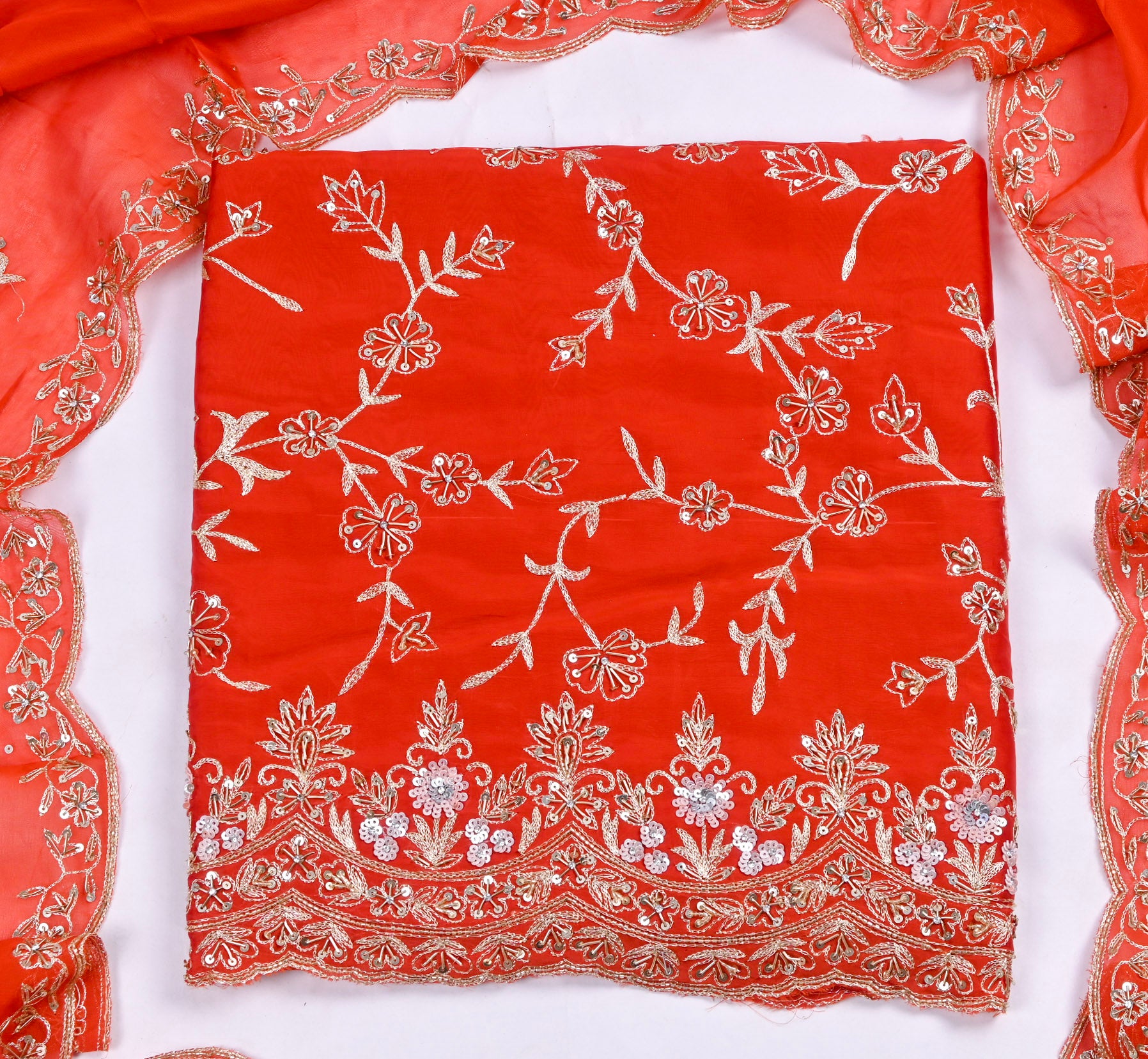 Crepe Orange Unstitched Suit