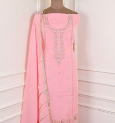 Organza Pink Unstitched Suit