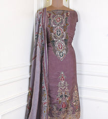 Organza Mauve Unstitched Suit