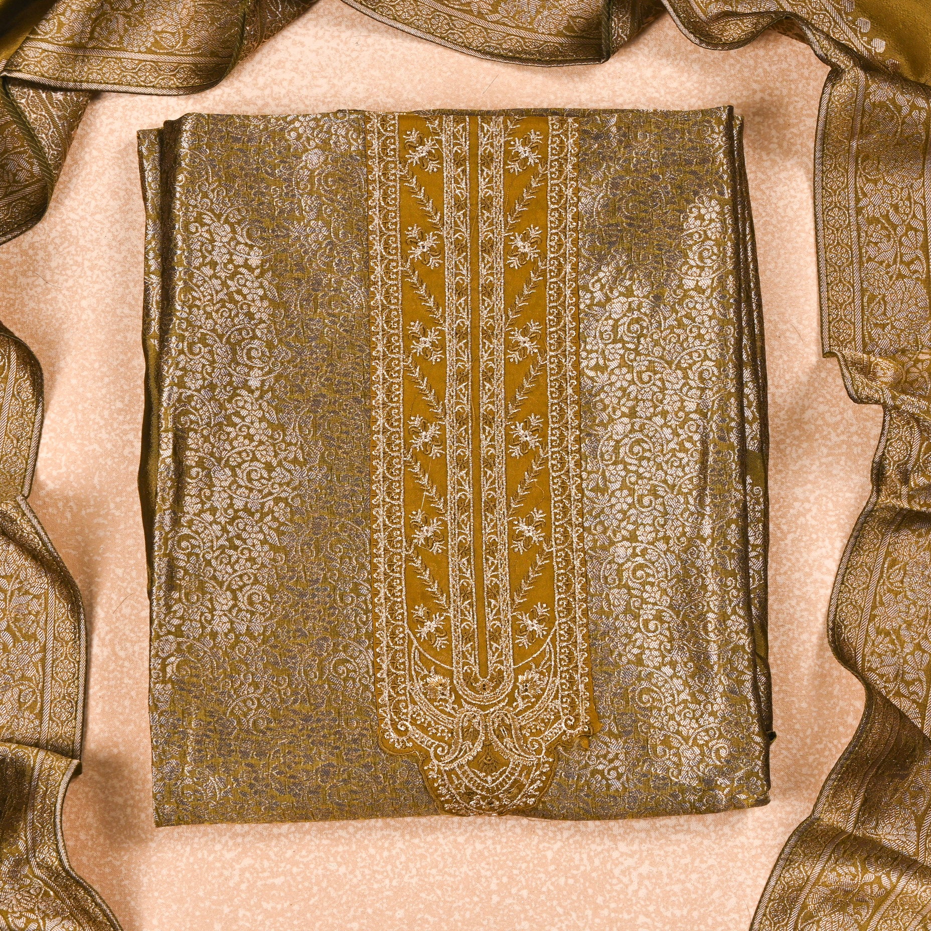 Banarasi Mehandi Unstitched Suit