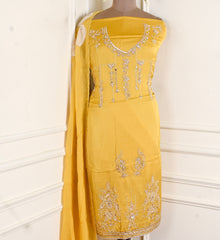 Gavadin Silk Yellow Unstitched Suit