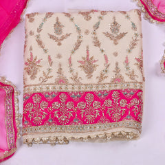 Organza Pink Unstitched Suit