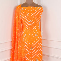 Muslin Orange Unstitched Suit
