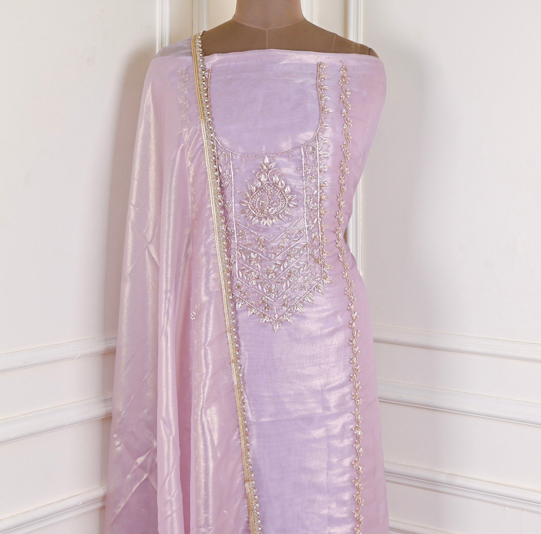 Sasha Silk Lavender Unstitched Suit