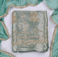 Giraffe Shimmer Ferozi Unstitched Suit