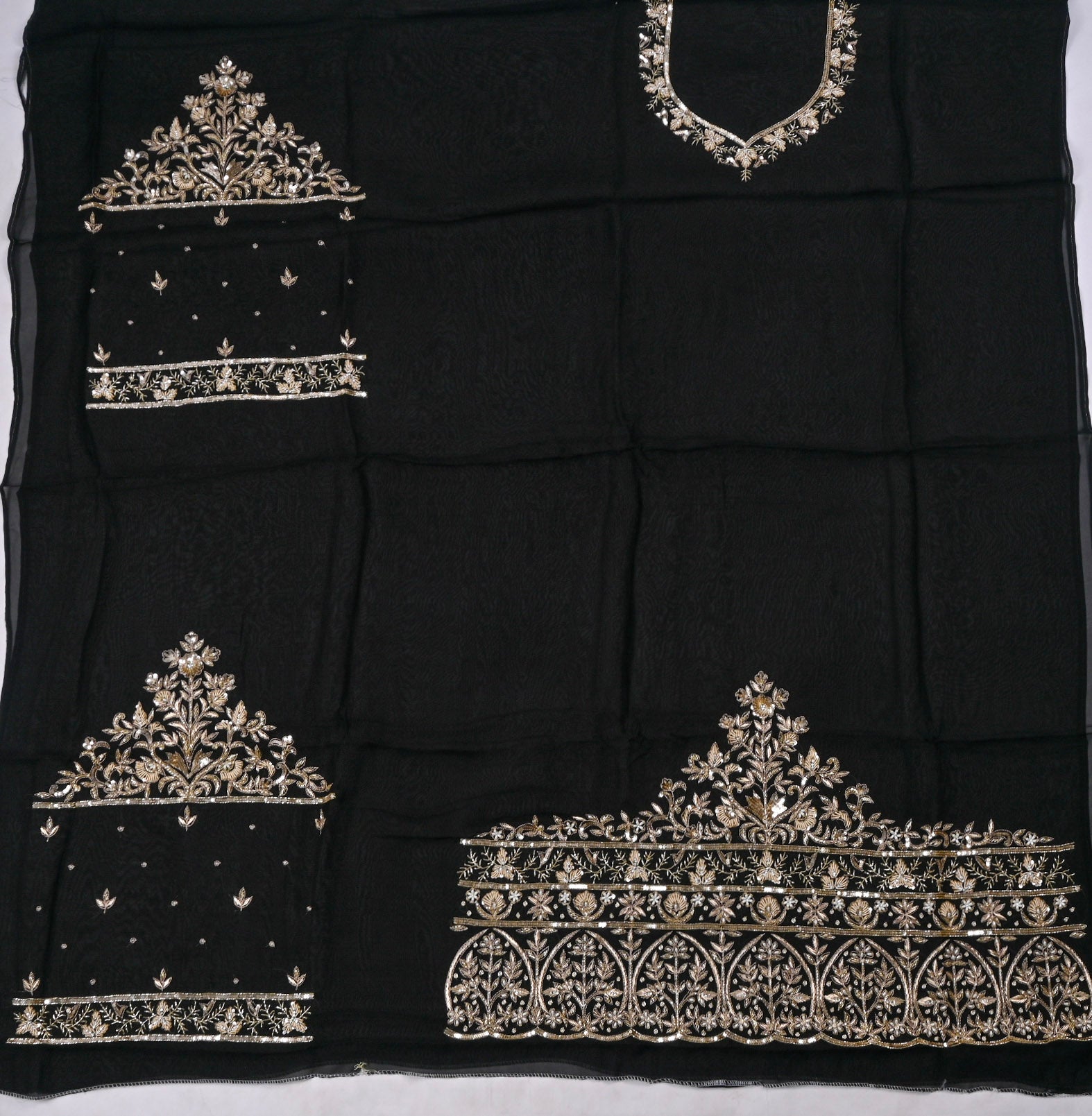 Organza Black Unstitched Suit
