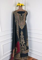 Organza Black Unstitched Suit
