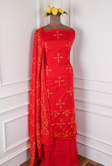 Mul Mul Red Phulkari Suit