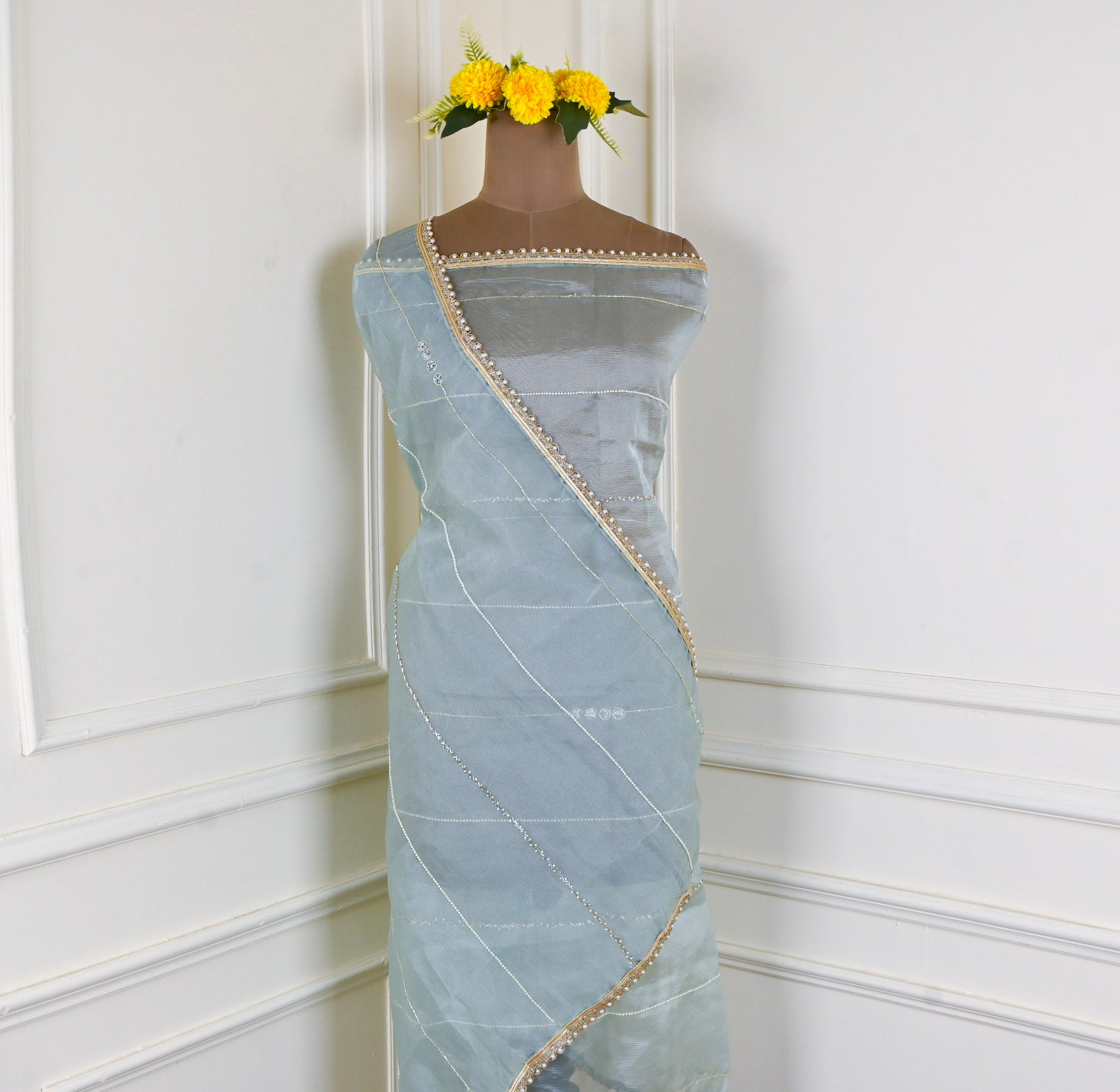 Crush Powder Blue Unstitched Suit